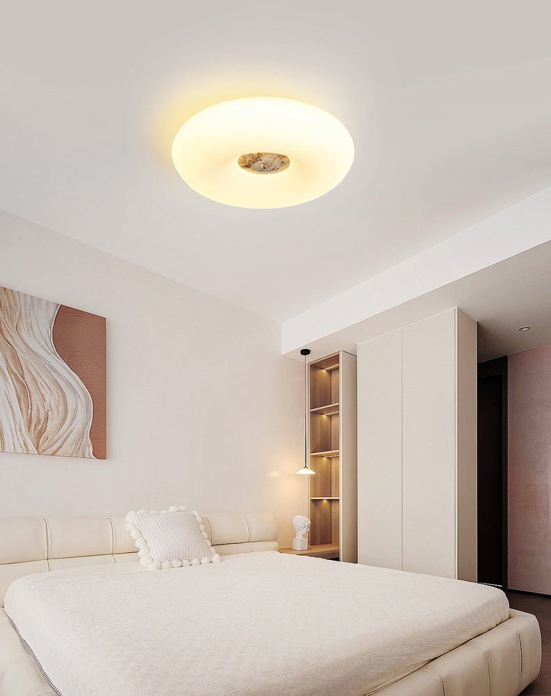 Solis Ring Ceiling Light in Natural Travertine | Modern Flush Mount LED