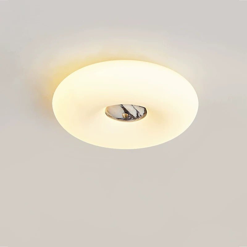 Solis Ring Ceiling Light in Natural Travertine | Modern Flush Mount LED