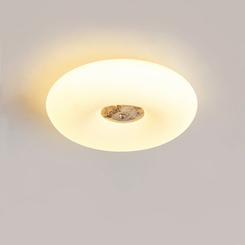 Solis Ring Ceiling Light in Natural Travertine | Modern Flush Mount LED