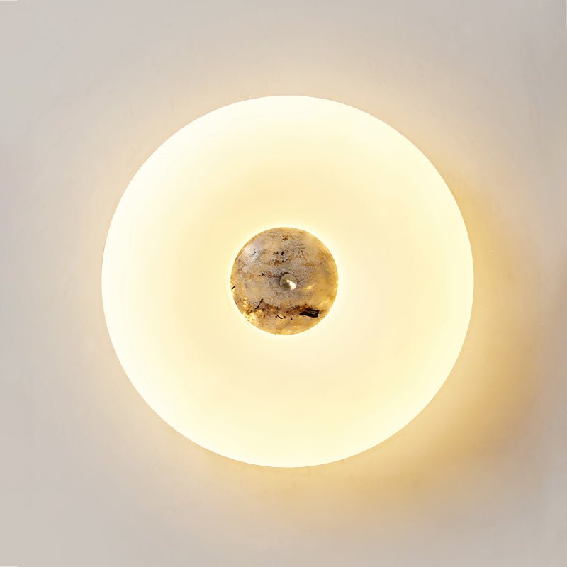 Solis Ring Ceiling Light in Natural Travertine | Modern Flush Mount LED