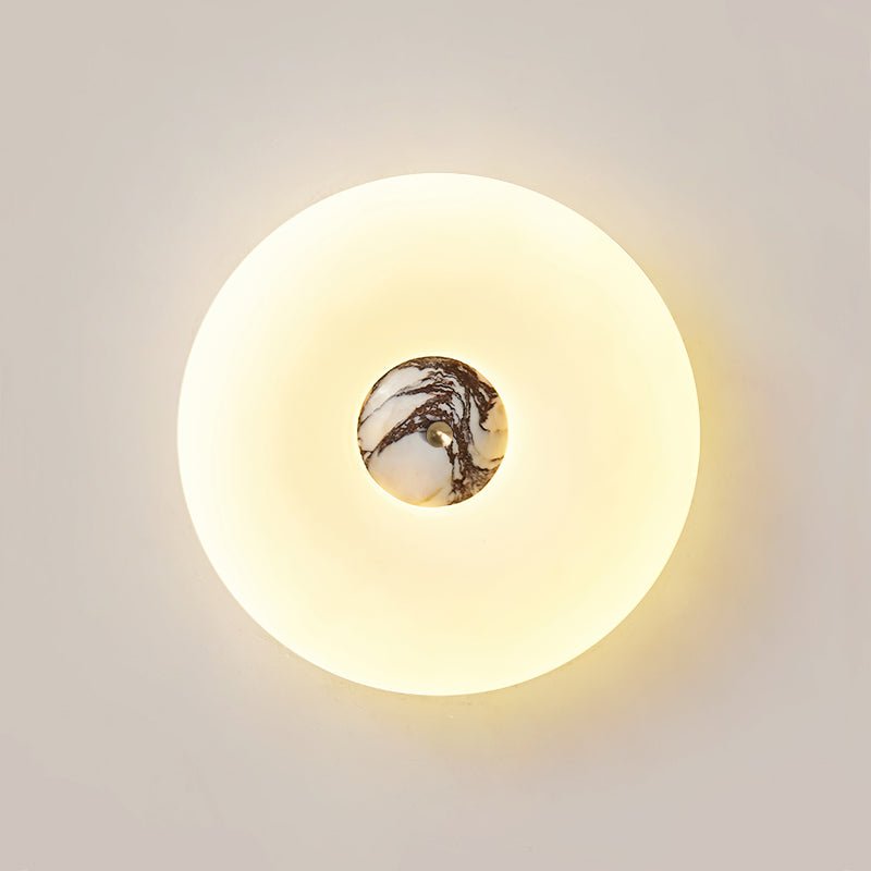 Solis Ring Ceiling Light in Natural Travertine | Modern Flush Mount LED