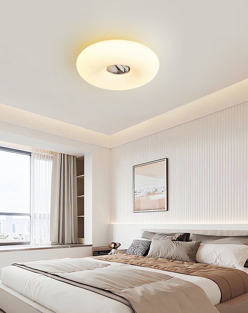Solis Ring Ceiling Light in Natural Travertine | Modern Flush Mount LED