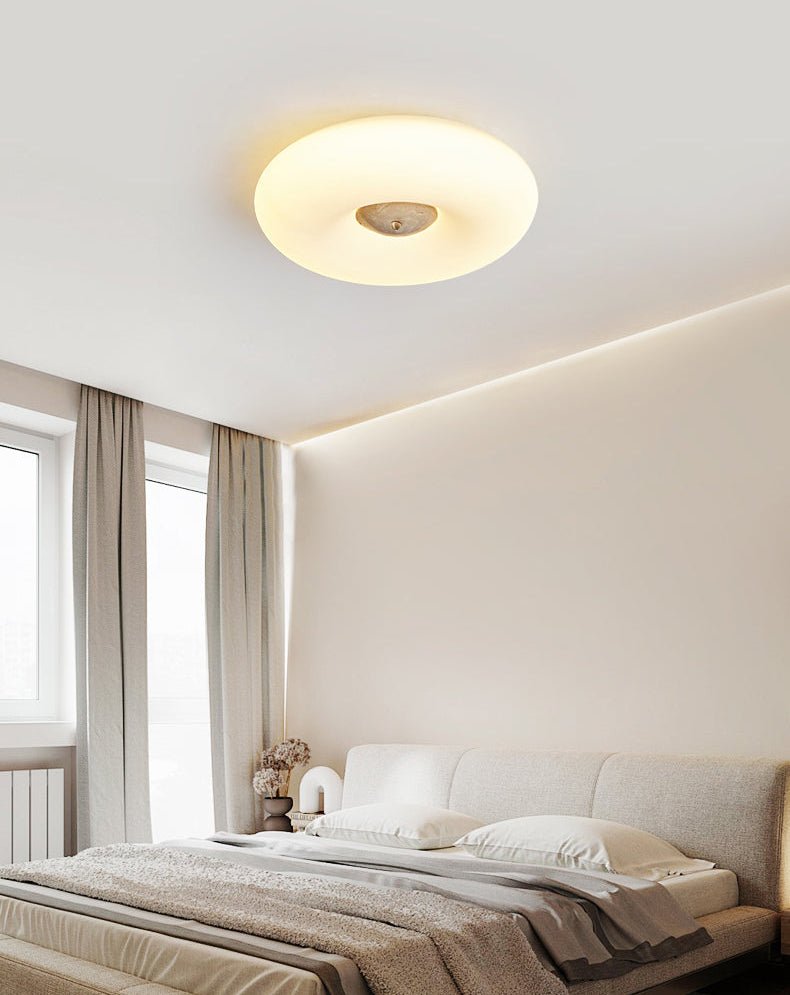 Solis Ring Ceiling Light in Natural Travertine | Modern Flush Mount LED