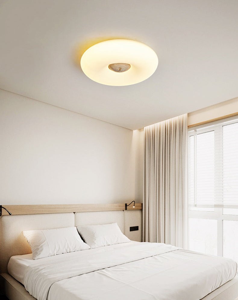 Solis Ring Ceiling Light in Natural Travertine | Modern Flush Mount LED