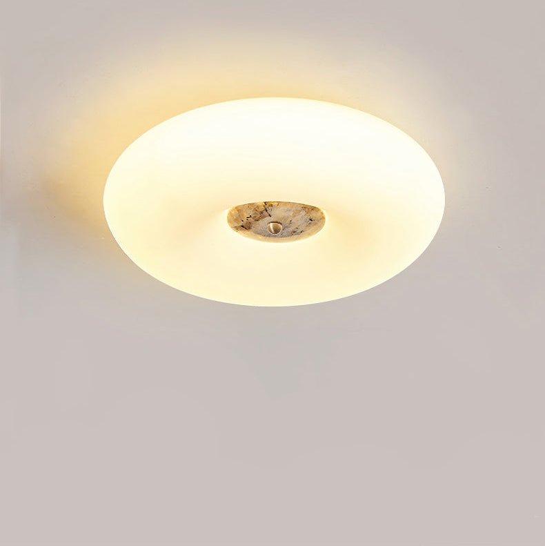 Solis Ring Ceiling Light in Natural Travertine | Modern Flush Mount LED