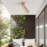 Solis Stone Spotlight in Travertine and Walnut Wood