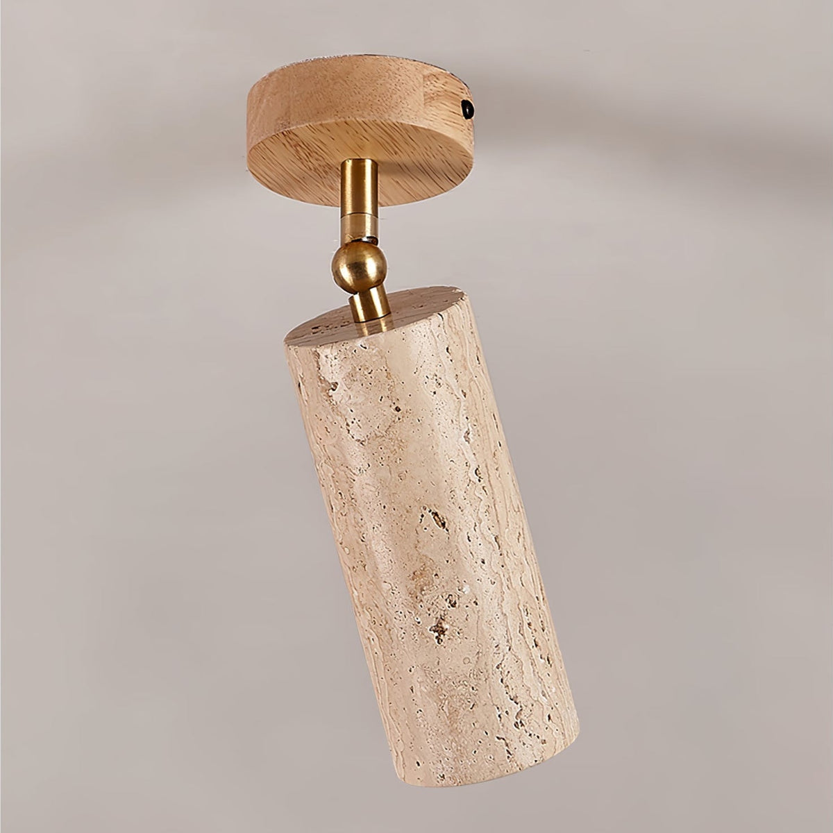 Solis Stone Spotlight in Travertine and Walnut Wood