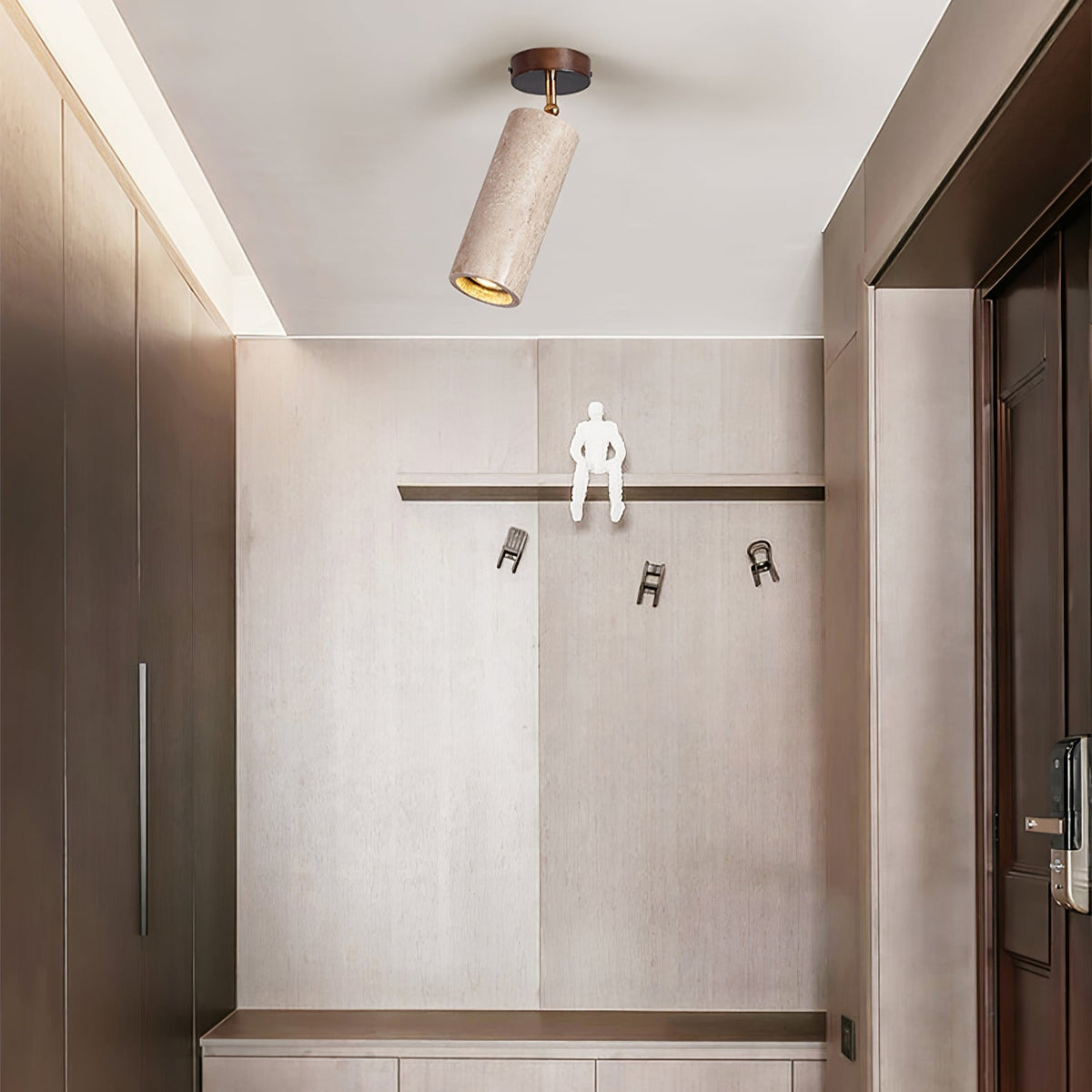 Solis Stone Spotlight in Travertine and Walnut Wood