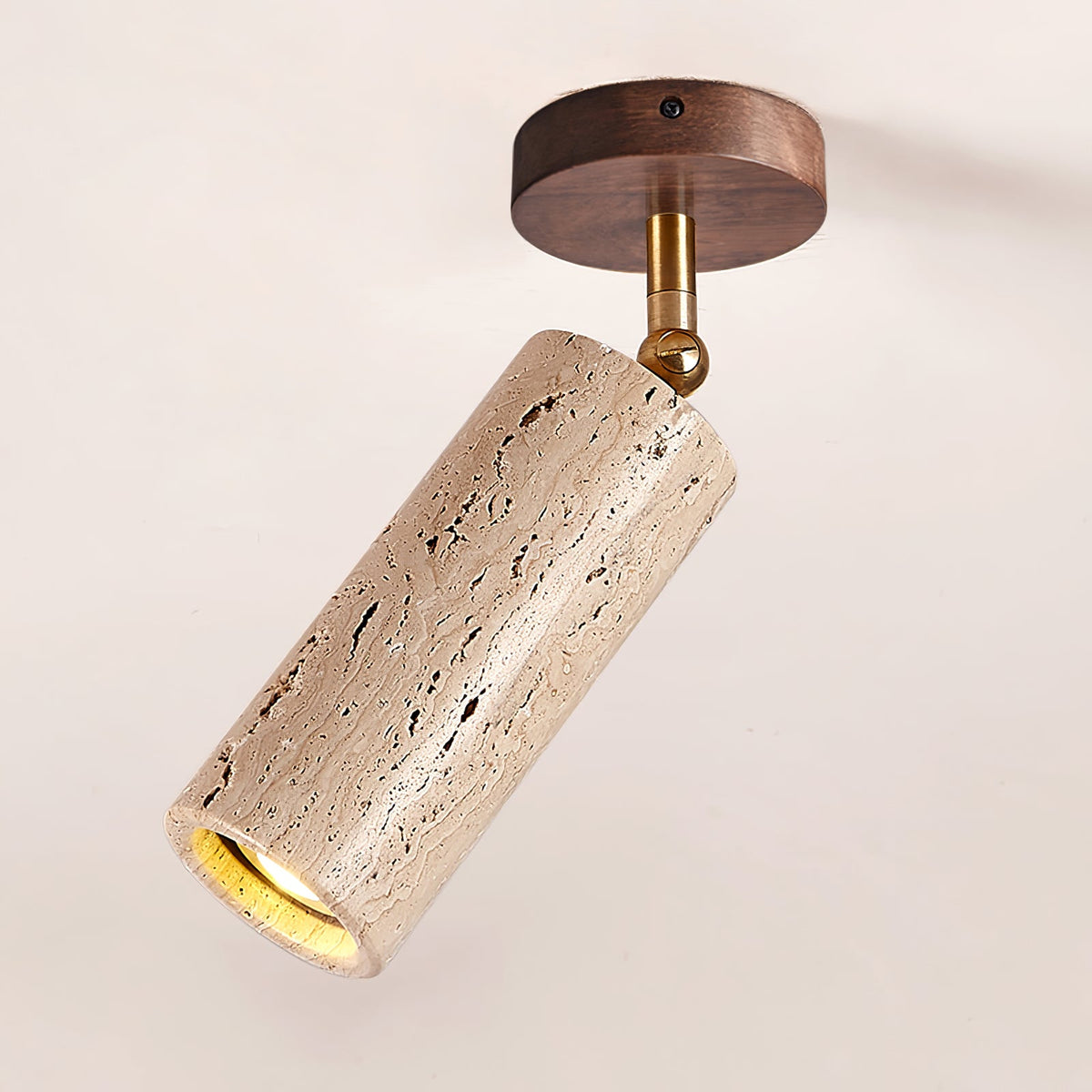 Solis Stone Spotlight in Travertine and Walnut Wood