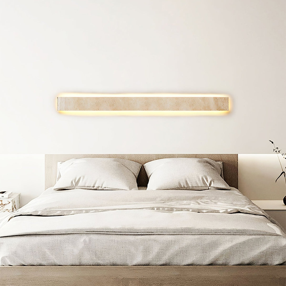 Solis Stone Wall Light in Travertine – Modern LED Wall Sconce