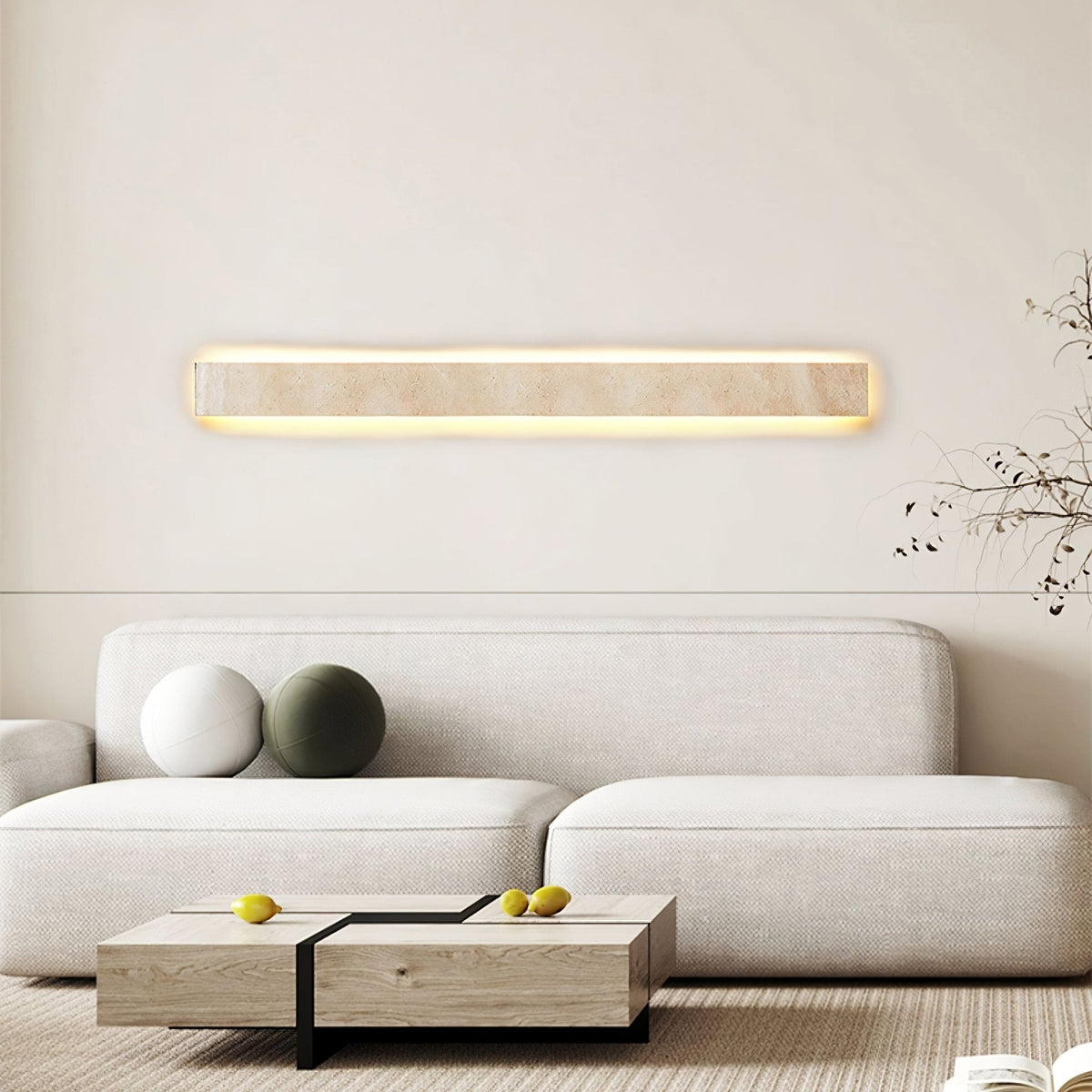 Solis Stone Wall Light in Travertine – Modern LED Wall Sconce