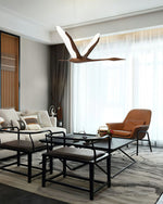 Solitude Crane Pendant Light – Modern Wood LED Chandelier