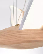 Solitude Crane Pendant Light – Modern Wood LED Chandelier