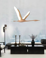 Solitude Crane Pendant Light – Modern Wood LED Chandelier