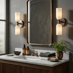 Solmira Twin Alabaster Wall Sconce in Brushed Brass