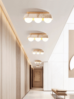 Solstice Trio Ceiling Light in Yellow Travertine and Wood