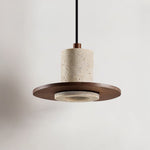 Solstice Core Travertine Pendant Light with Walnut Accent