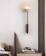 Solstice Linea Wall Sconce in Travertine and Walnut