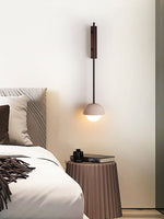 Solstice Linea Wall Sconce in Travertine and Walnut