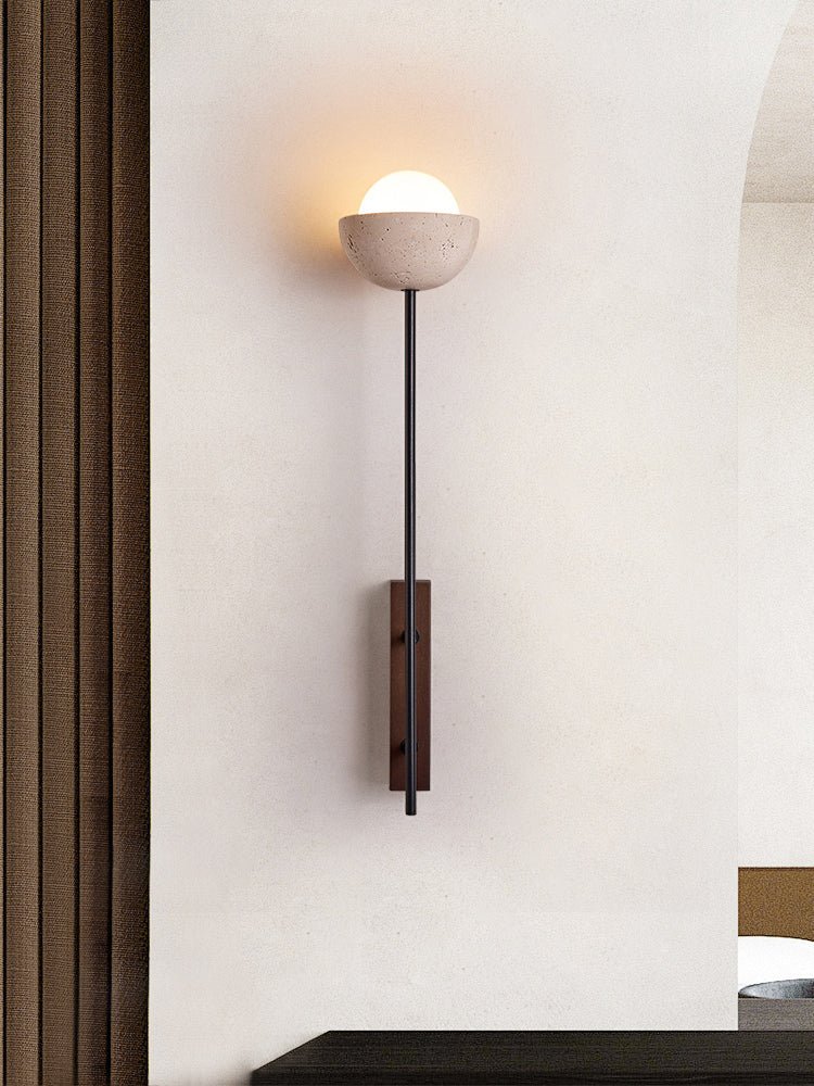 Solstice Linea Wall Sconce in Travertine and Walnut