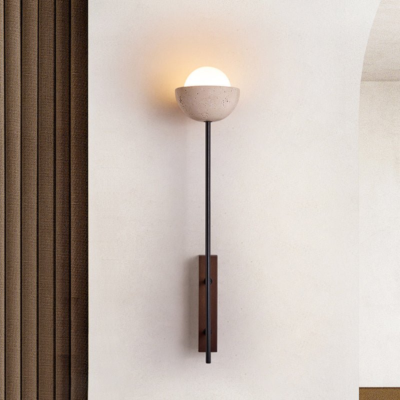 Solstice Linea Wall Sconce in Travertine and Walnut