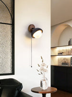 Solstice Pivot Wall Sconce in Black Travertine and Walnut