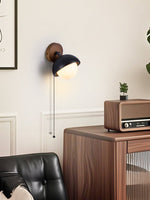 Solstice Pivot Wall Sconce in Black Travertine and Walnut