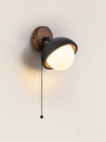 Solstice Pivot Wall Sconce in Black Travertine and Walnut
