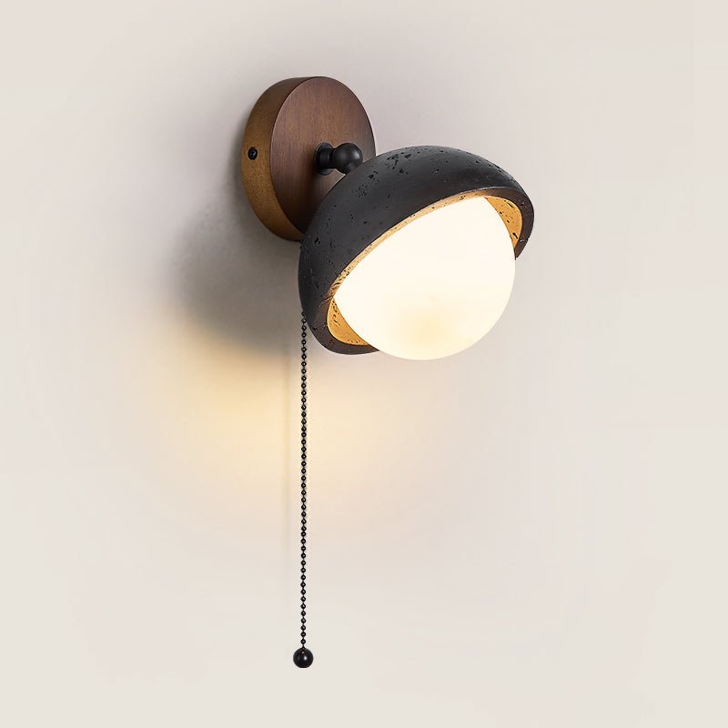 Solstice Pivot Wall Sconce in Black Travertine and Walnut