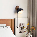Solstice Pivot Wall Sconce in Black Travertine and Walnut