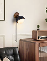 Solstice Pivot Wall Sconce in Black Travertine and Walnut