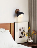 Solstice Pivot Wall Sconce in Black Travertine and Walnut