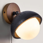 Solstice Pivot Wall Sconce in Black Travertine and Walnut