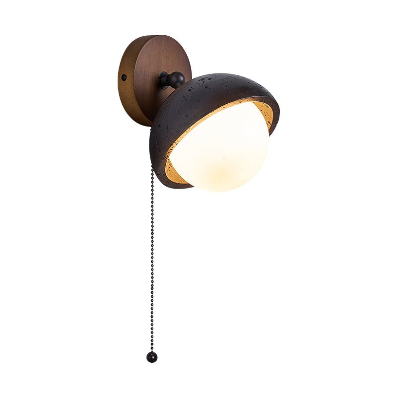 Solstice Pivot Wall Sconce in Black Travertine and Walnut