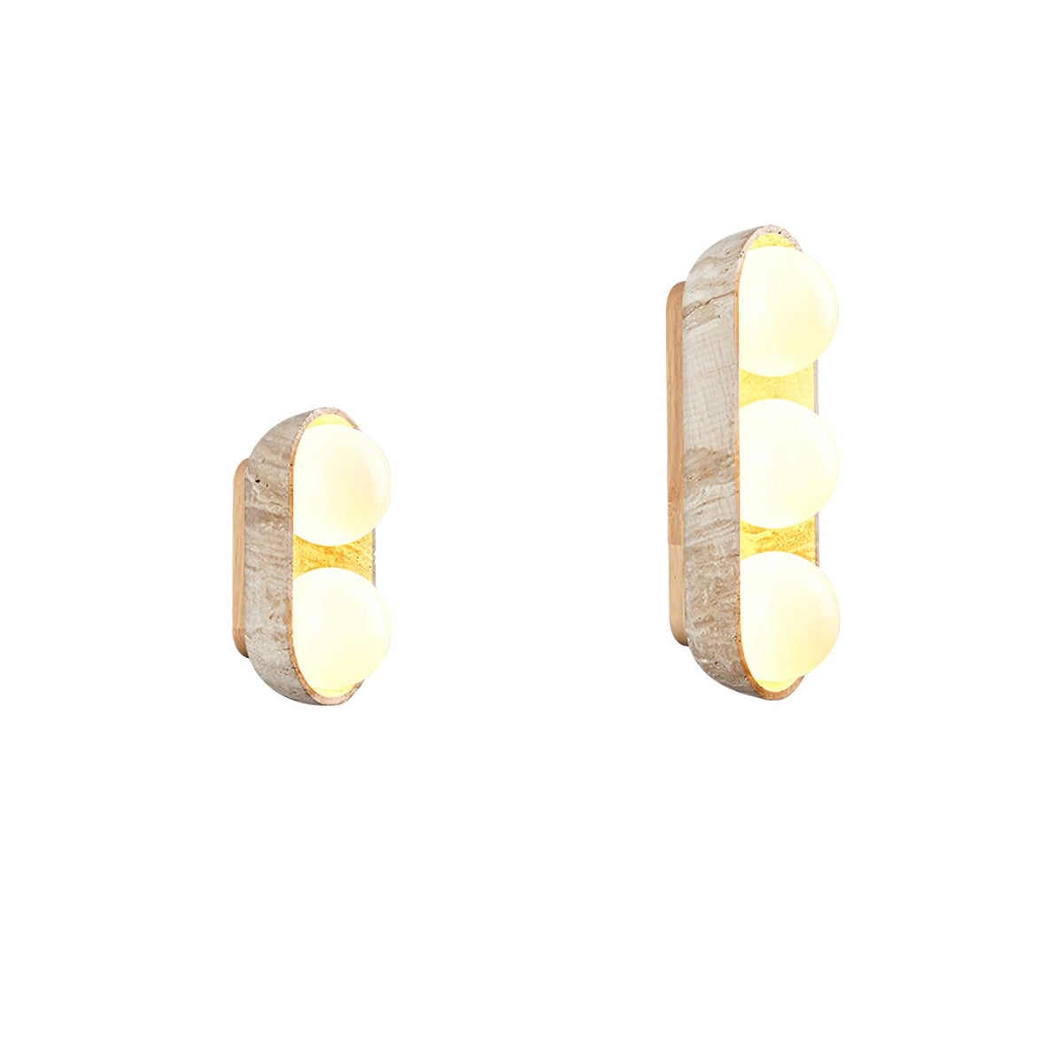 Solstice Trio Wall Sconce in Travertine and Wood – Modern Ambient Lighting