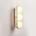 Solstice Trio Wall Sconce in Travertine and Wood – Modern Ambient Lighting