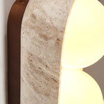 Solstice Trio Wall Sconce in Travertine and Wood – Modern Ambient Lighting