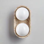 Solstice Trio Wall Sconce in Travertine and Wood – Modern Ambient Lighting