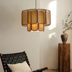 Soltera Handwoven Rattan Swag Pendant Light for Dining and Living Spaces