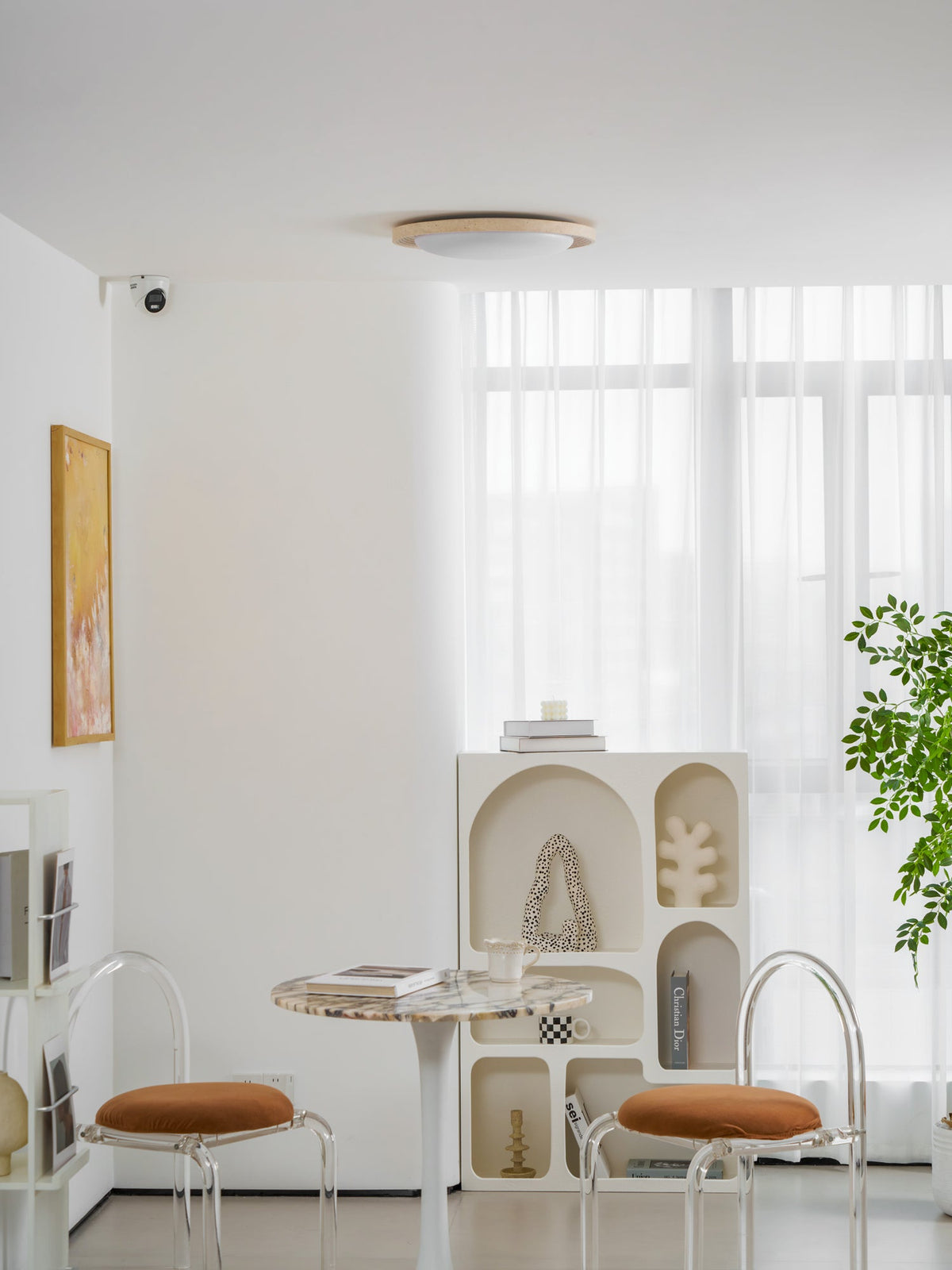 Soluna Ceiling Light in Natural Travertine – Modern Flush Mount LED