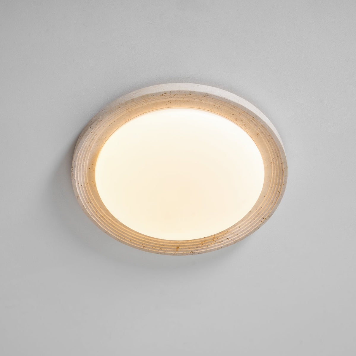Soluna Ceiling Light in Natural Travertine – Modern Flush Mount LED