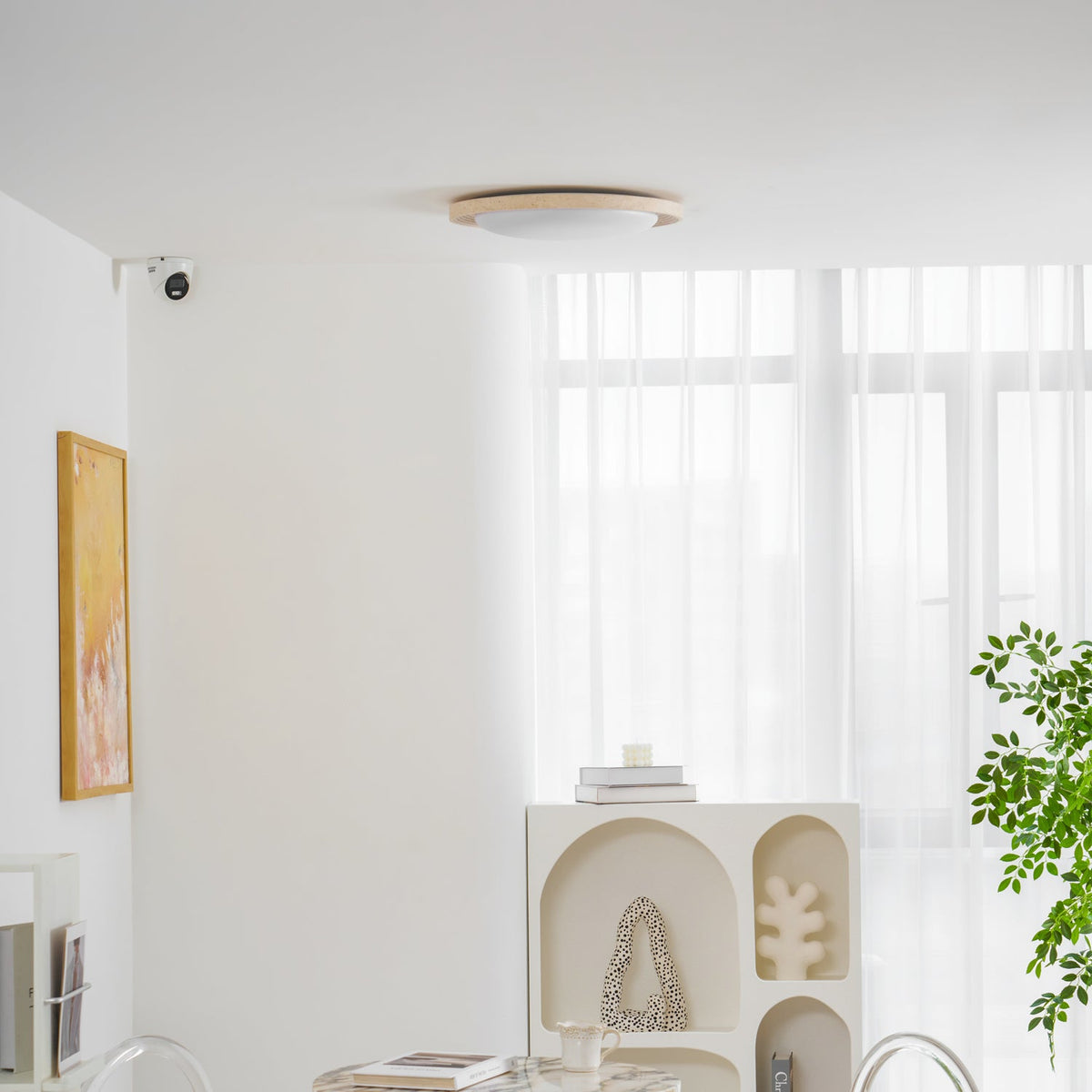Soluna Ceiling Light in Natural Travertine – Modern Flush Mount LED