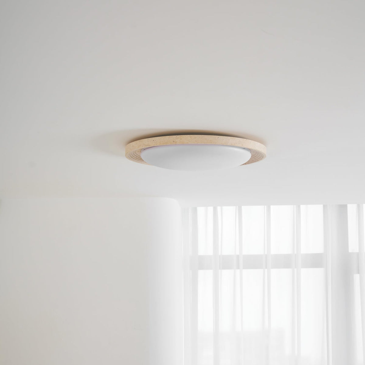 Soluna Ceiling Light in Natural Travertine – Modern Flush Mount LED