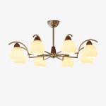 Soluna Bloom Modern Floral Glass Chandelier with Walnut Accents