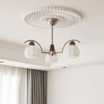 Soluna Bloom Modern Floral Glass Chandelier with Walnut Accents