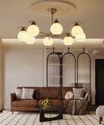 Soluna Bloom Modern Floral Glass Chandelier with Walnut Accents