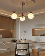 Soluna Bloom Modern Floral Glass Chandelier with Walnut Accents
