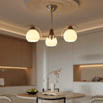 Soluna Bloom Modern Floral Glass Chandelier with Walnut Accents