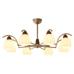 Soluna Bloom Modern Floral Glass Chandelier with Walnut Accents