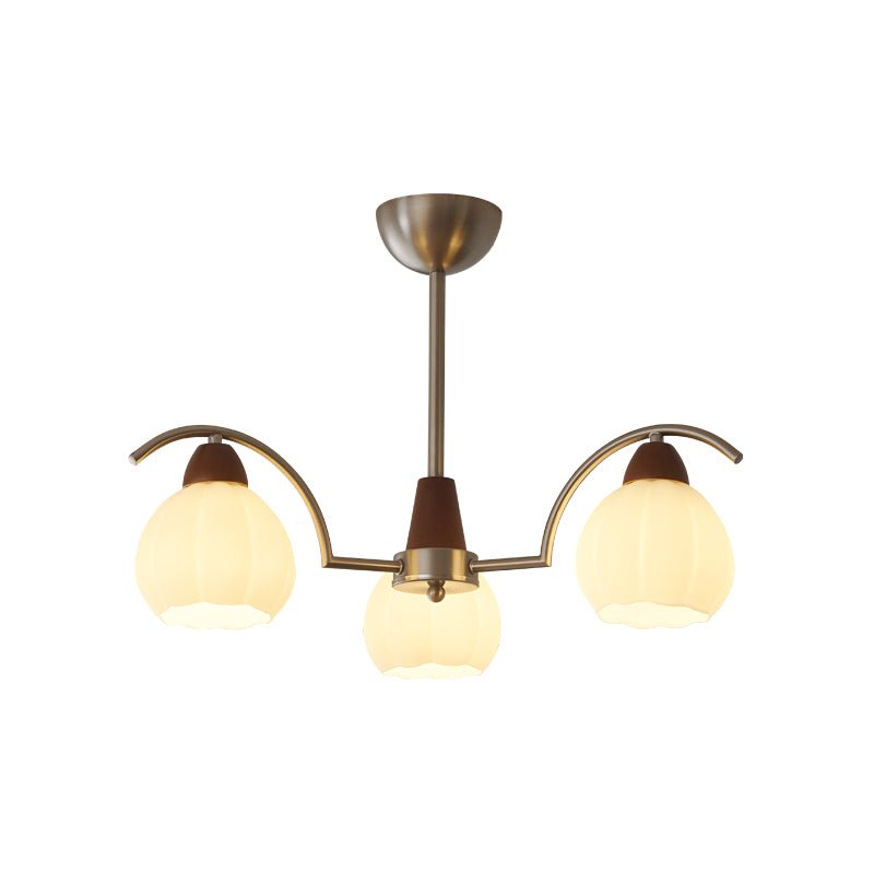 Soluna Bloom Modern Floral Glass Chandelier with Walnut Accents